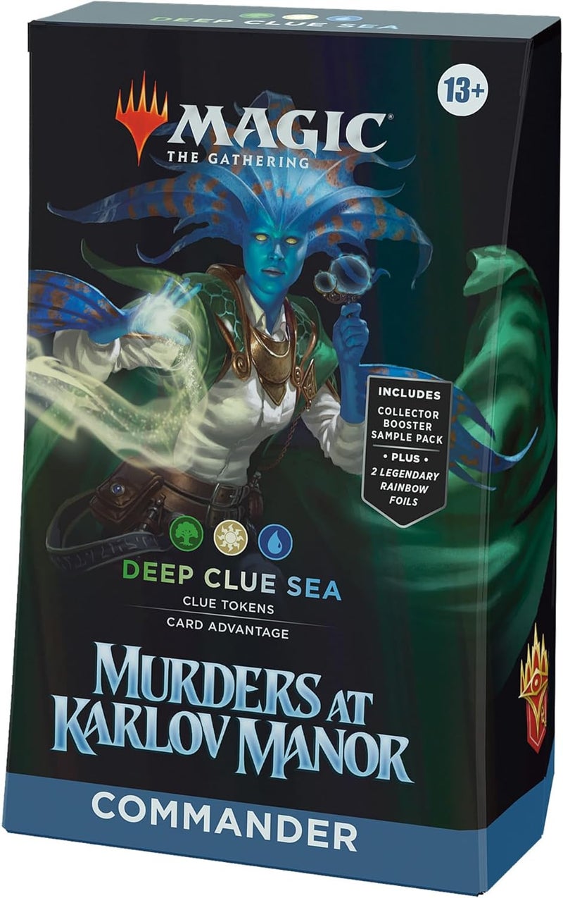 Magic the Gathering Murders at Karlov Manor Commander Deck - Deep Clue Sea (100-Card Deck, 2-Card Collector Booster Sample Pack + Accessories) - Image 1